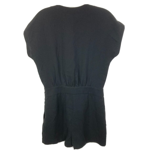 Diane Von Furstenberg Romper Womens Sz 0 Black Emerson V Neck Short Sleeve - Picture 2 of 9